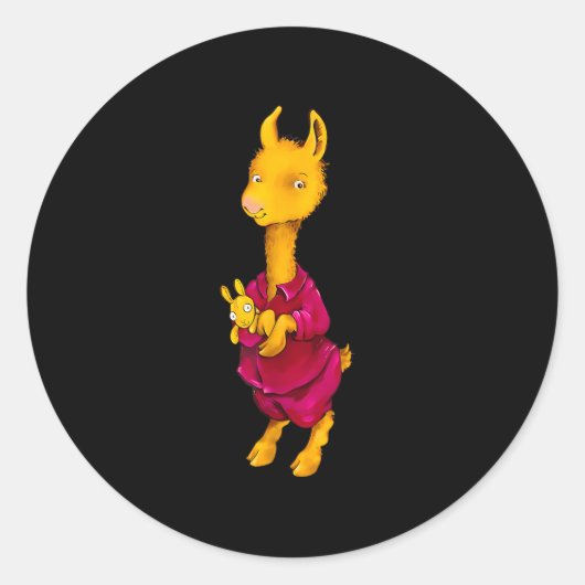 Sticker Rond Pyjama Rouge Llama Pour Enfants (Devant)