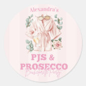 Sticker Rond Pyjamas et Prosecco Enterrement de Vie de Jeune Fi (Devant)