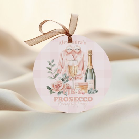 Sticker Rond Pyjamas et Prosecco Enterrement de Vie de Jeune Fi