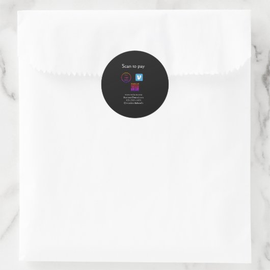 Sticker Rond Q R code venmo scanner pour payer ajouter le logo (Sac)