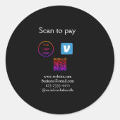 Sticker Rond Q R code venmo scanner pour payer ajouter le logo (Devant)