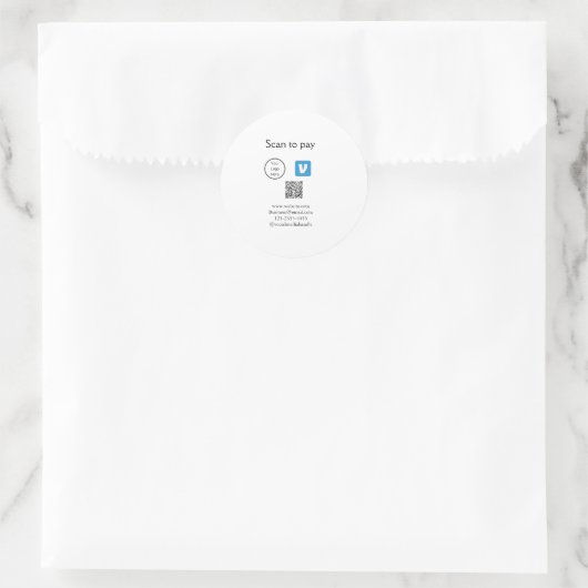 Sticker Rond Q R code venmo scanner pour payer ajouter le logo  (Sac)