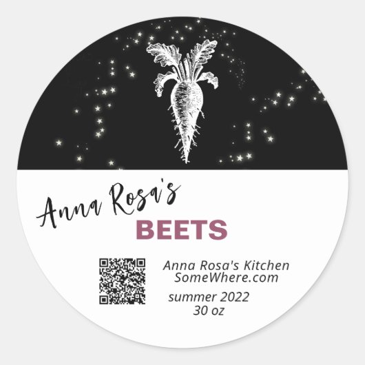 STICKER ROND ~* QR AP30 BEETS DÉSHYDRATED CANNING - FREEZE (Devant)