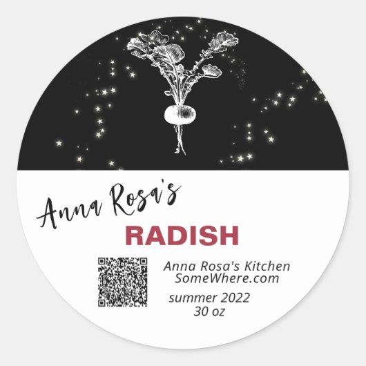 STICKER ROND ~* QR AP30 RADISH - DÉSHYDRATED CANNING FREEZE (Devant)