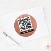 Sticker Rond QR Code Cuivre Bronze Unique Professionnel Chic (Enveloppe)
