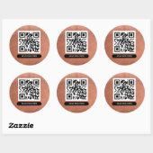 Sticker Rond QR Code Cuivre Bronze Unique Professionnel Chic (Feuille)