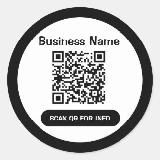 Sticker Rond QR Code Entreprise Noir Et Blanc Élégant Unique