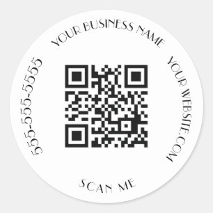 Sticker Rond QR Code Entreprise Noir Moderne Minimaliste Me Ana
