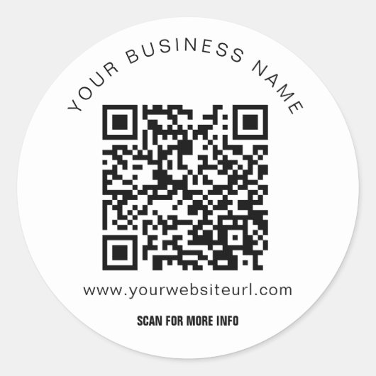 Sticker Rond QR Code Logo de Custom & Text Marketing (Devant)