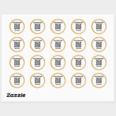 Sticker Rond QR Code Simple Black Silk Luxury Gold Frame (Feuille)