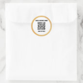 Sticker Rond QR Code Simple Black Silk Luxury Gold Frame (Sac)