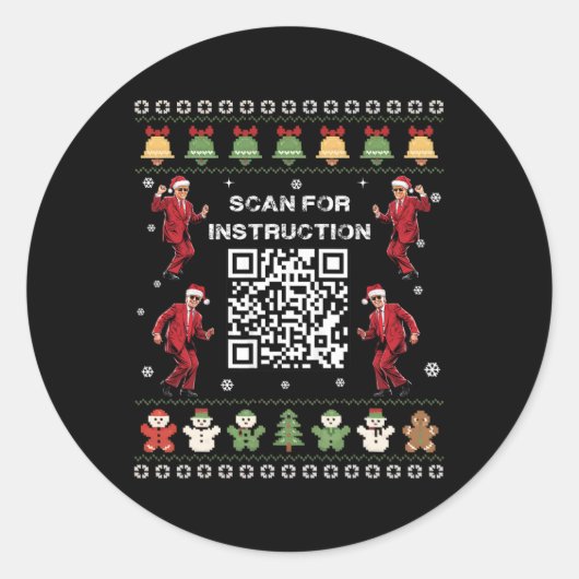 Sticker Rond Qr Trump Dance Code Président Analyse De L'Instruc (Devant)