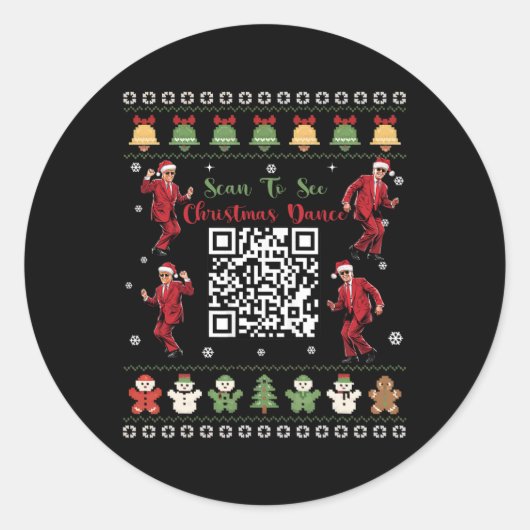 Sticker Rond Qr Trump Dance Code Président Dance Code Noël (Devant)