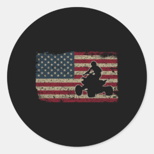 Sticker Rond Quad Biker America Drapeau cadeau I Atv Four Wheel