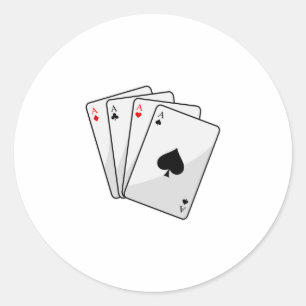 Sticker Rond Quadruplets Aces Poker cartes à Poker