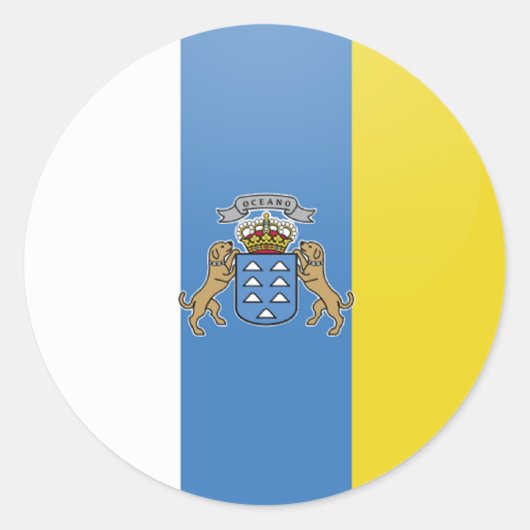 Sticker Rond Qualité Îles Canaries Cercle Drapeau (Devant)