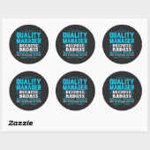 Sticker Rond Qualité Manager, Devis Funny Quality Manager (Feuille)