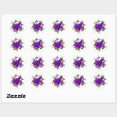 Sticker Rond Qualités de violet et d'or (Feuille)