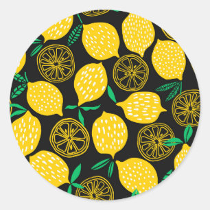 Sticker Rond Quand la vie vous donne des citrons Jaune ensoleil