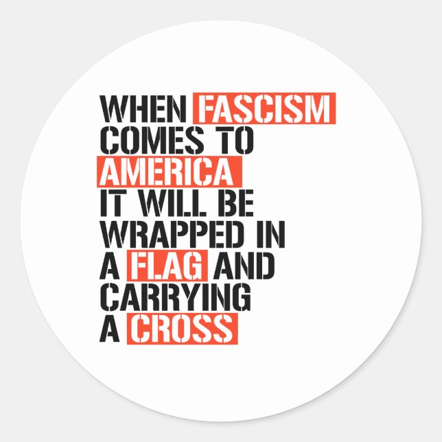 Sticker Rond Quand le fascisme arrive en Amérique (Devant)