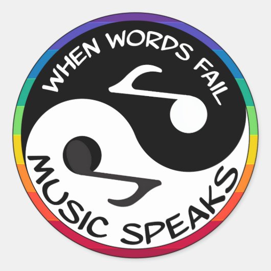 Sticker Rond Quand les mots échouent - La musique parle (Devant)