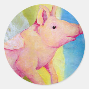 Sticker Rond Quand les porcs volent