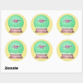 Sticker Rond Quand les porcs volent la neige globe mignon uniqu (Feuille)