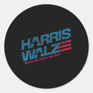 Sticker Rond Quand nous combattons, nous gagnons Kamala Harris