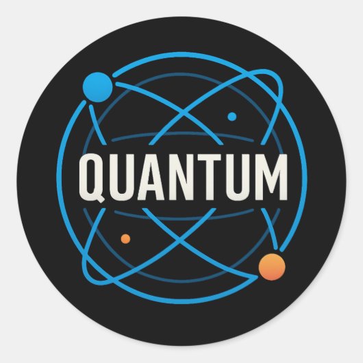Sticker Rond Quantum Orbit Badge – Futuristic Science Design (Devant)