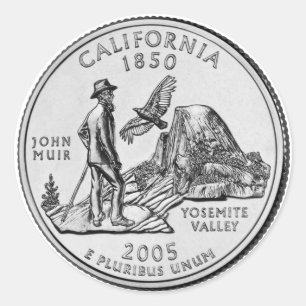 Sticker Rond Quart de dollar de Californie