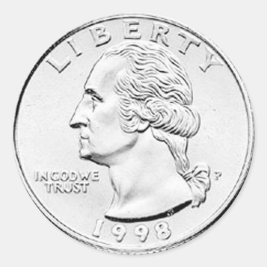 Sticker Rond Quart de dollar George Washington (Devant)
