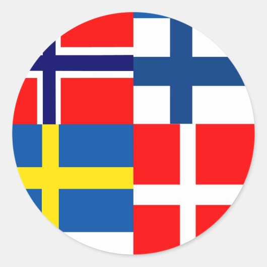 Sticker Rond Quartet des drapeaux scandinaves (Devant)