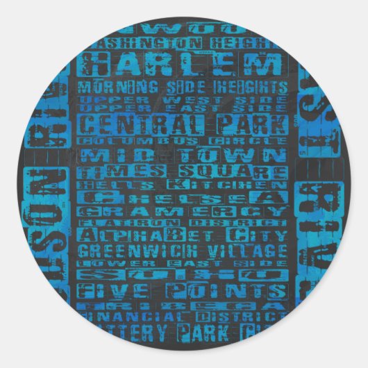 Sticker Rond Quartiers NYC Bleu (Devant)