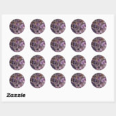 Sticker Rond Quartz d'Améthyste violet Abstrait, granit violet (Feuille)