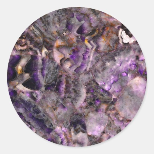 Sticker Rond Quartz d'Améthyste violet Abstrait, granit violet (Devant)