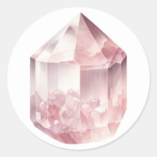 Sticker Rond Quartz Rose Pink Cristal d'Amour Fête