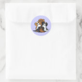 Sticker Rond Quatre Cavalier King Charles Spaniels (Sac)