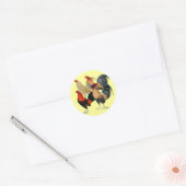 Sticker Rond Quatre Coqs de combat (Enveloppe)