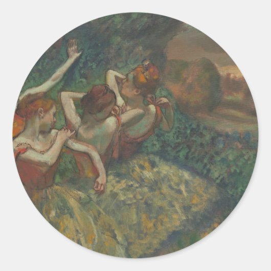 Sticker Rond Quatre danseurs d'Edgar Degas, Ballet Fine Art (Devant)
