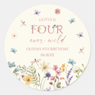 Sticker Rond Quatre Ever Wild Wildflower 4ème Anniversaire