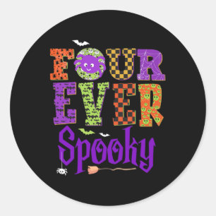 Sticker Rond Quatre Fantôme Éffrayant Halloween 4e anniversaire