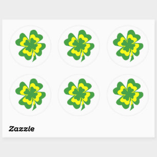 Sticker Rond Quatre feuilles de trèfle