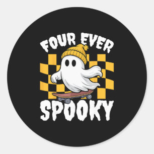 Sticker Rond Quatre fois plus effrayant 4e anniversaire skatebo