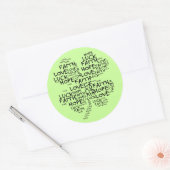 Sticker Rond Quatre Leaf Clover Signification : Espoir, Foi, Am (Enveloppe)