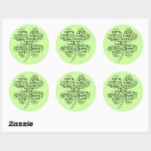 Sticker Rond Quatre Leaf Clover Signification : Espoir, Foi, Am (Feuille)
