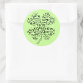 Sticker Rond Quatre Leaf Clover Signification : Espoir, Foi, Am (Sac)