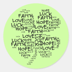 Sticker Rond Quatre Leaf Clover Signification : Espoir, Foi, Am