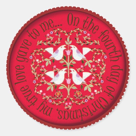 Sticker Rond Quatre oiseaux (Devant)