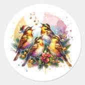 Sticker Rond Quatre Oiseaux | Douze jours de Noël (Devant)