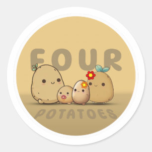 Sticker Rond Quatre pommes de terre
